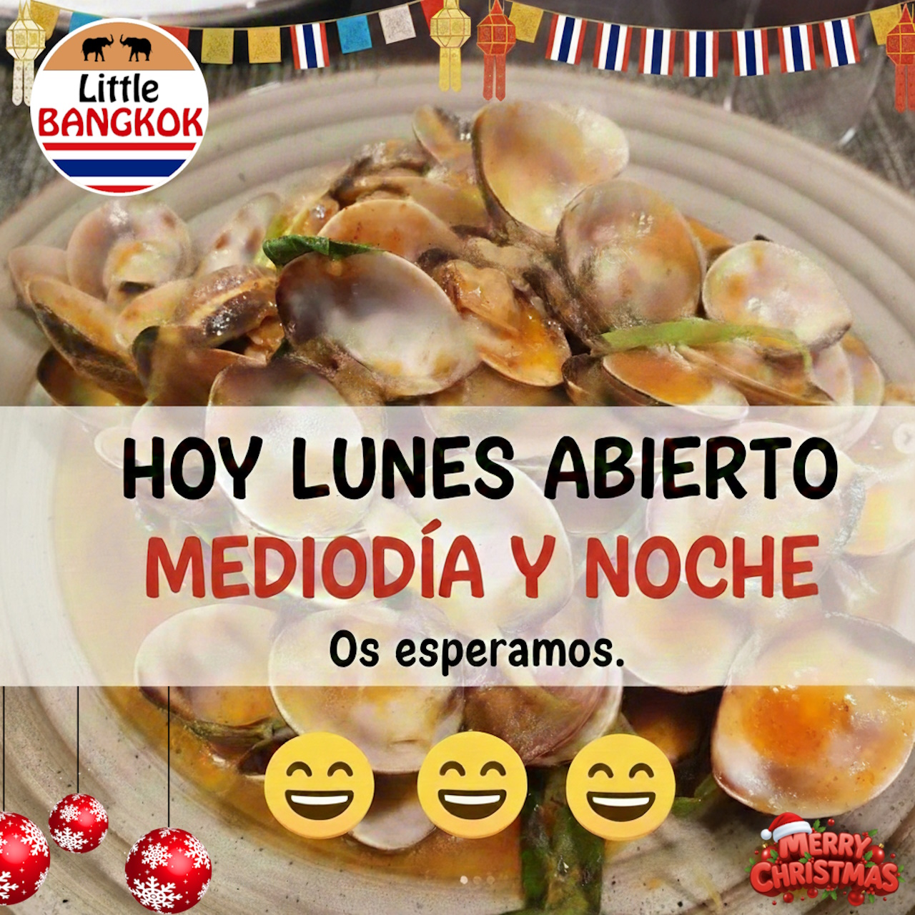 Hoy lunes abierto mediodía y noche
